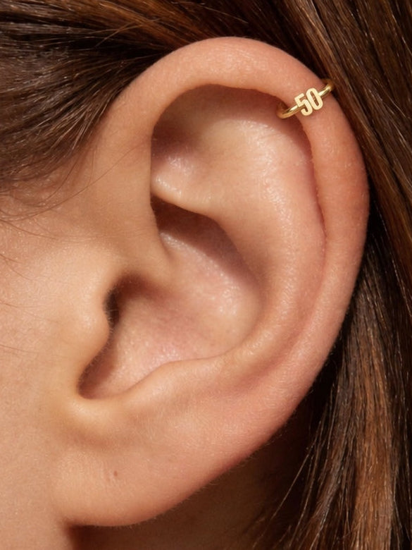 Personalised Double Digits 14ct Solid Gold Helix Hoop