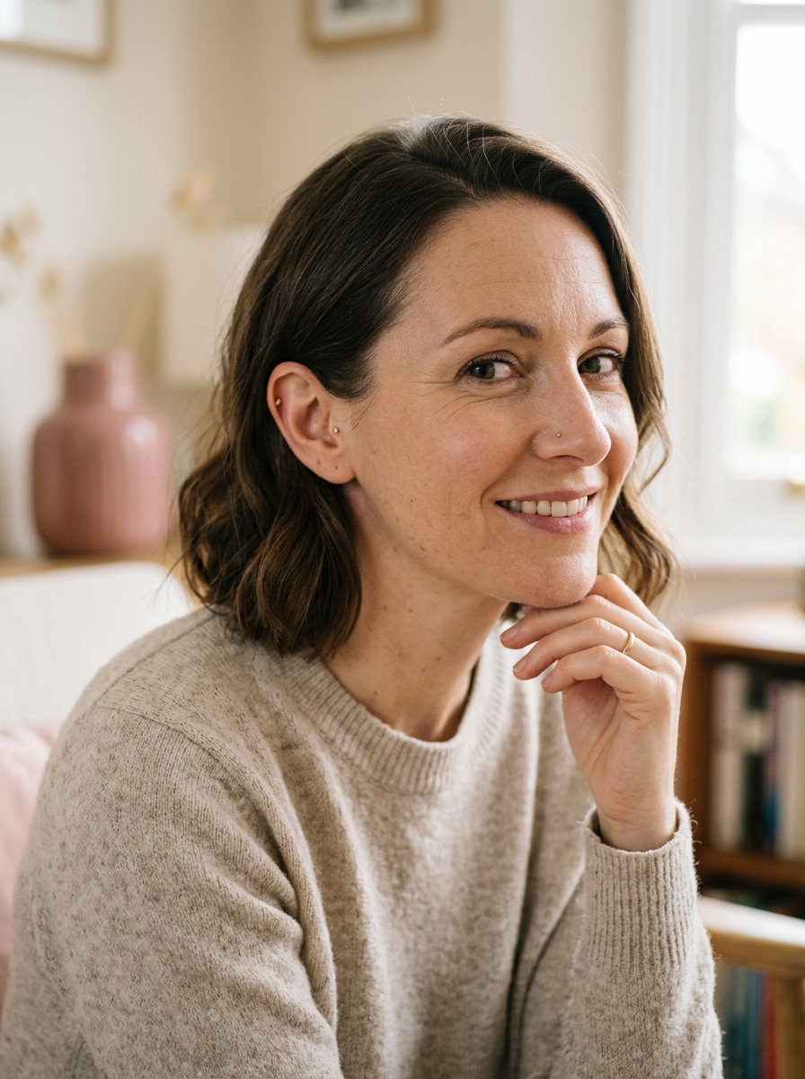 A tiny motif nose hoop styled with simple gold ear hoops in the same gold colour