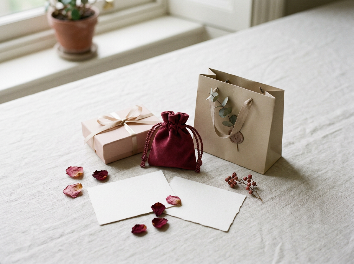 A couple exchanging a Valentine gift in a warm softly coloured setting