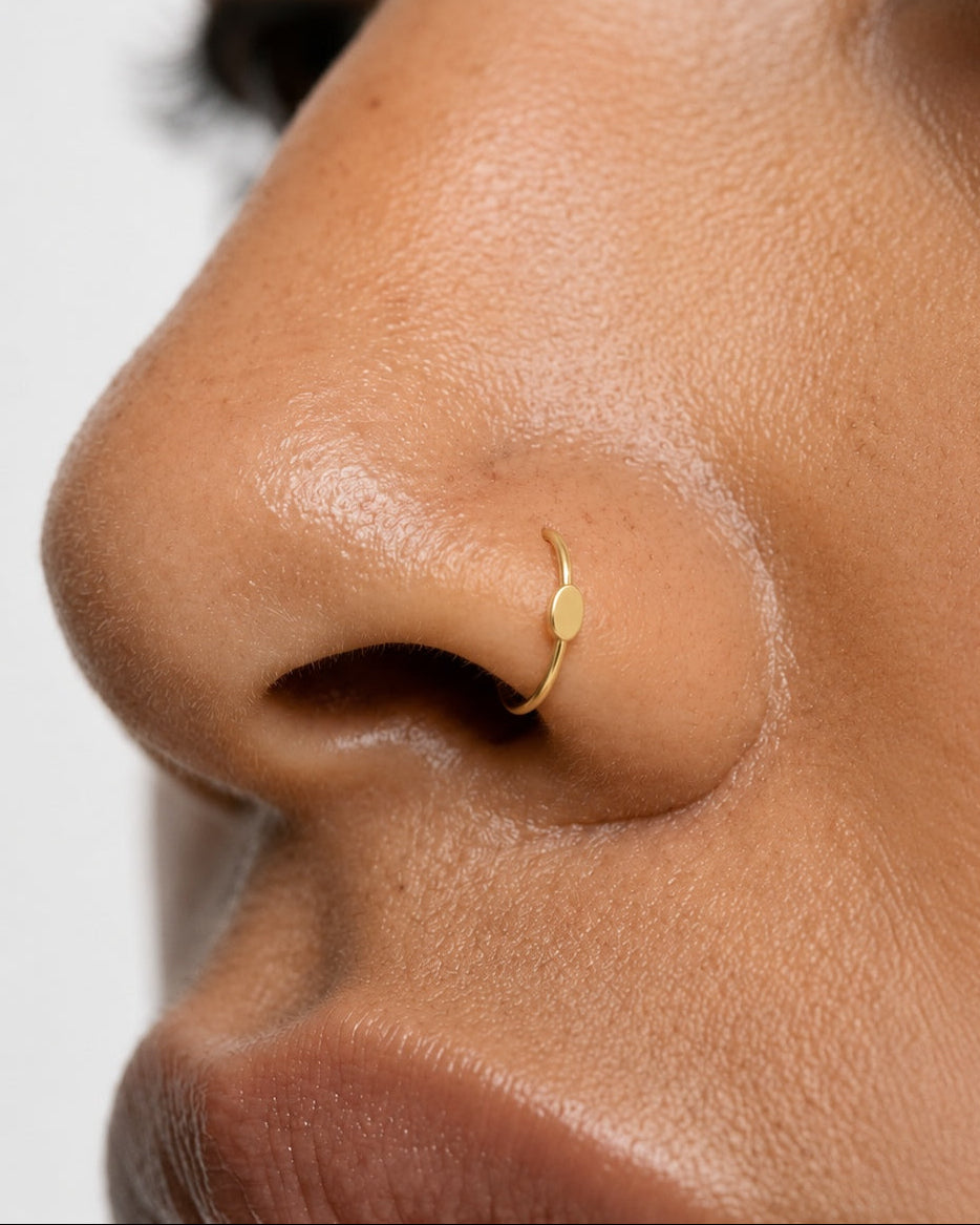 Oval 14ct Solid Gold Nostril Ring