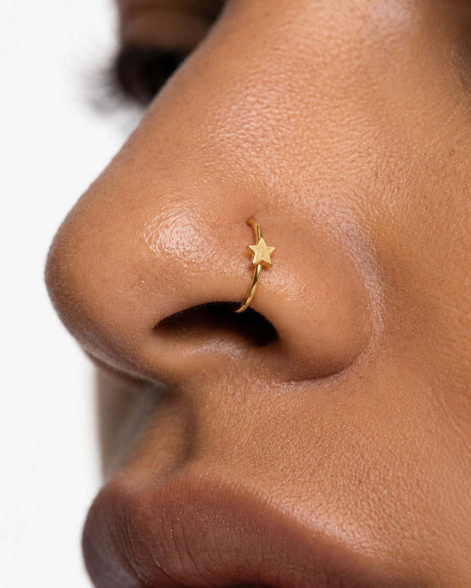 Star 14ct Solid Gold Nostril Ring