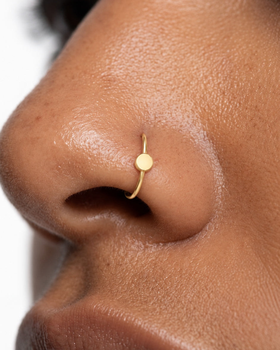 Circle 14ct Solid Gold Nostril Ring