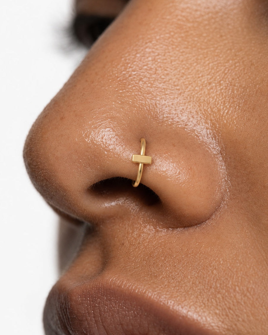 Bar 14ct Solid Gold Nostril Ring