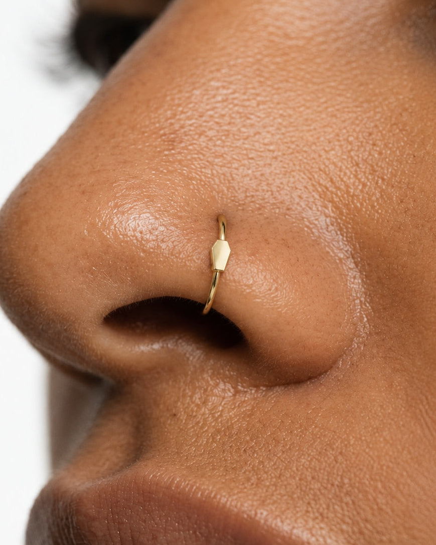 Coffin 14ct Solid Gold Nostril Ring