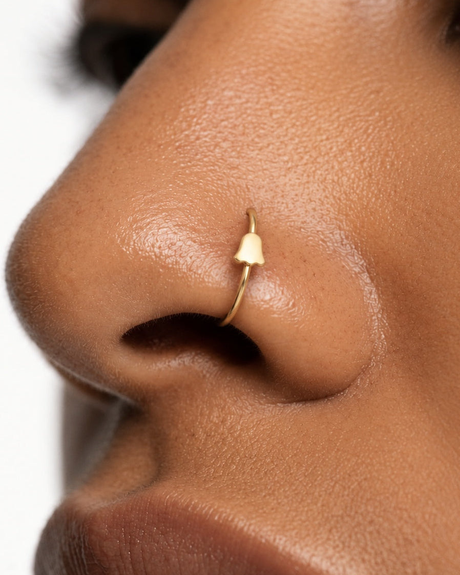 Cute Ghost 14ct Solid Gold Nostril Ring