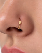 Personalised Single Letter 14ct Solid Gold Nostril Ring