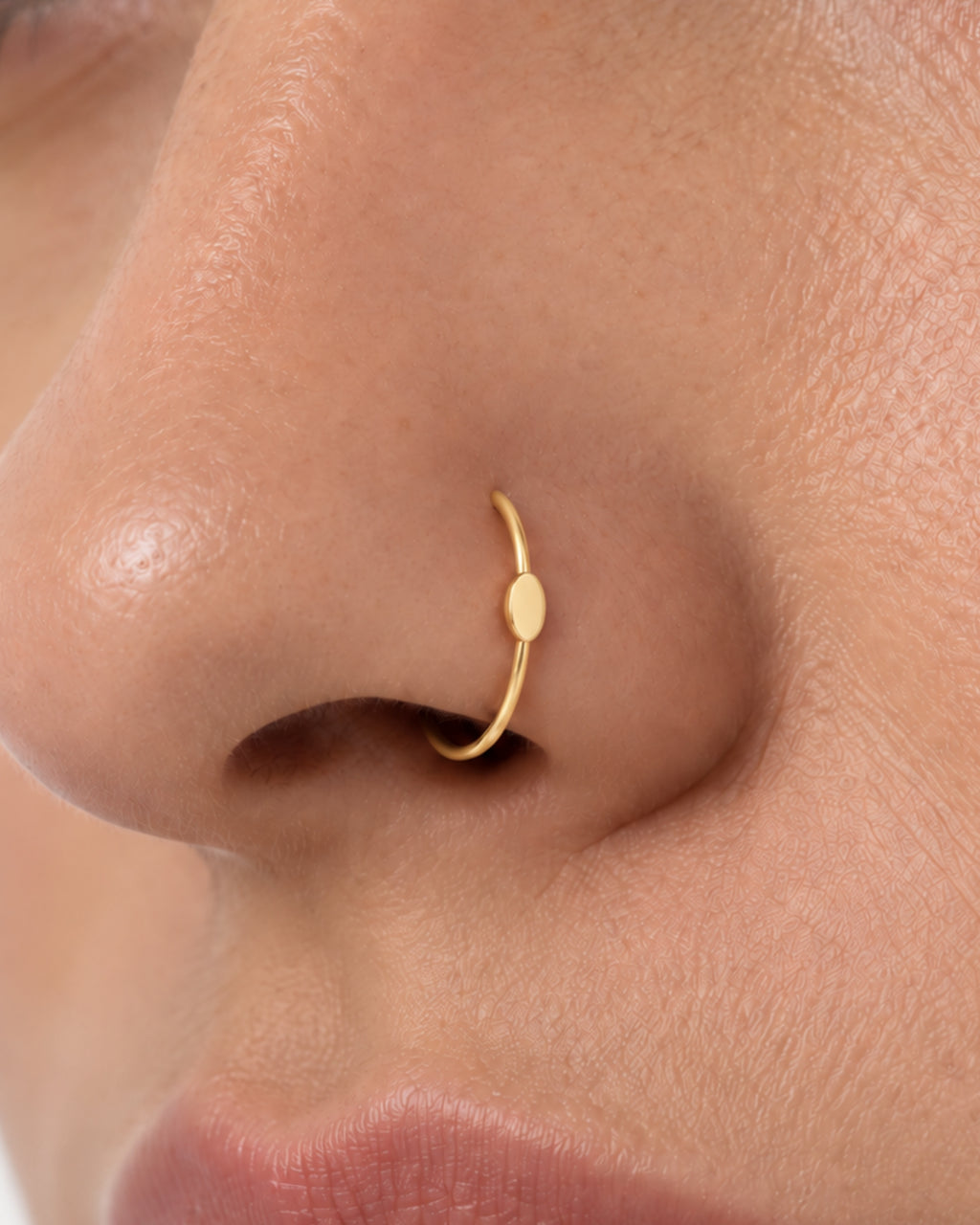 Oval 14ct Solid Gold Nostril Ring