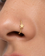 Star 14ct Solid Gold Nostril Ring
