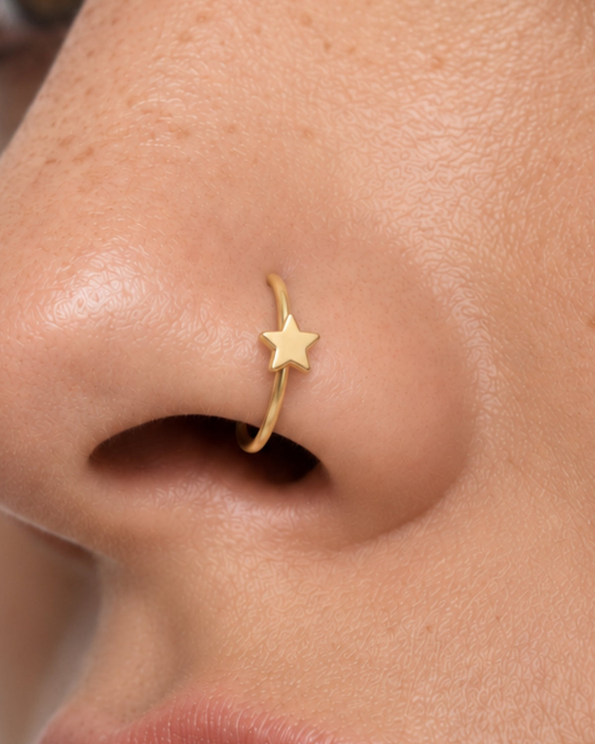 Star 14ct Solid Gold Nostril Ring