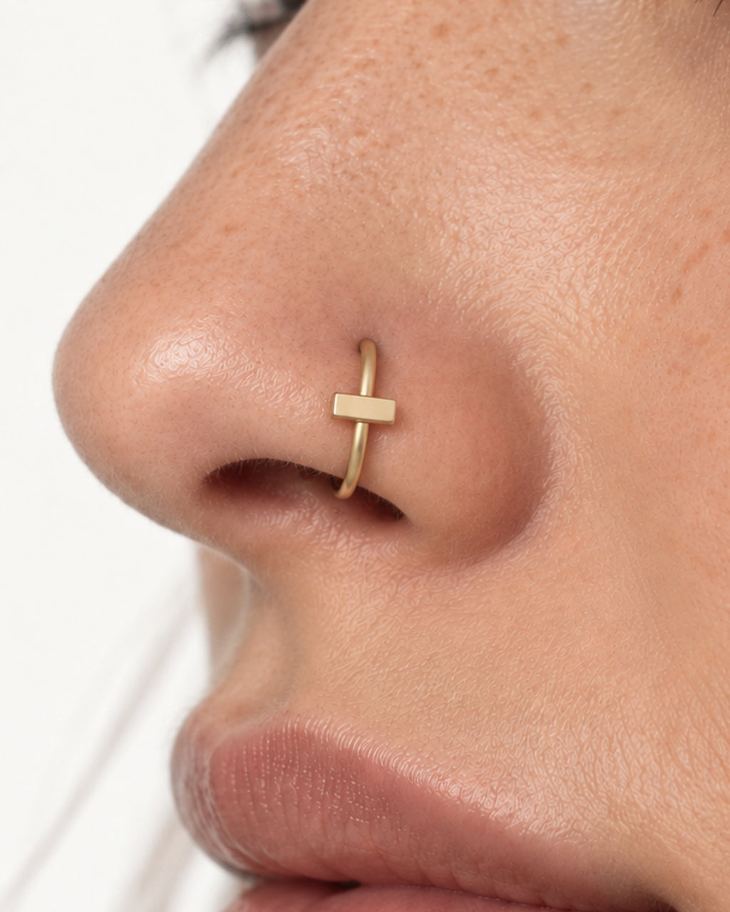 Bar 14ct Solid Gold Nostril Ring