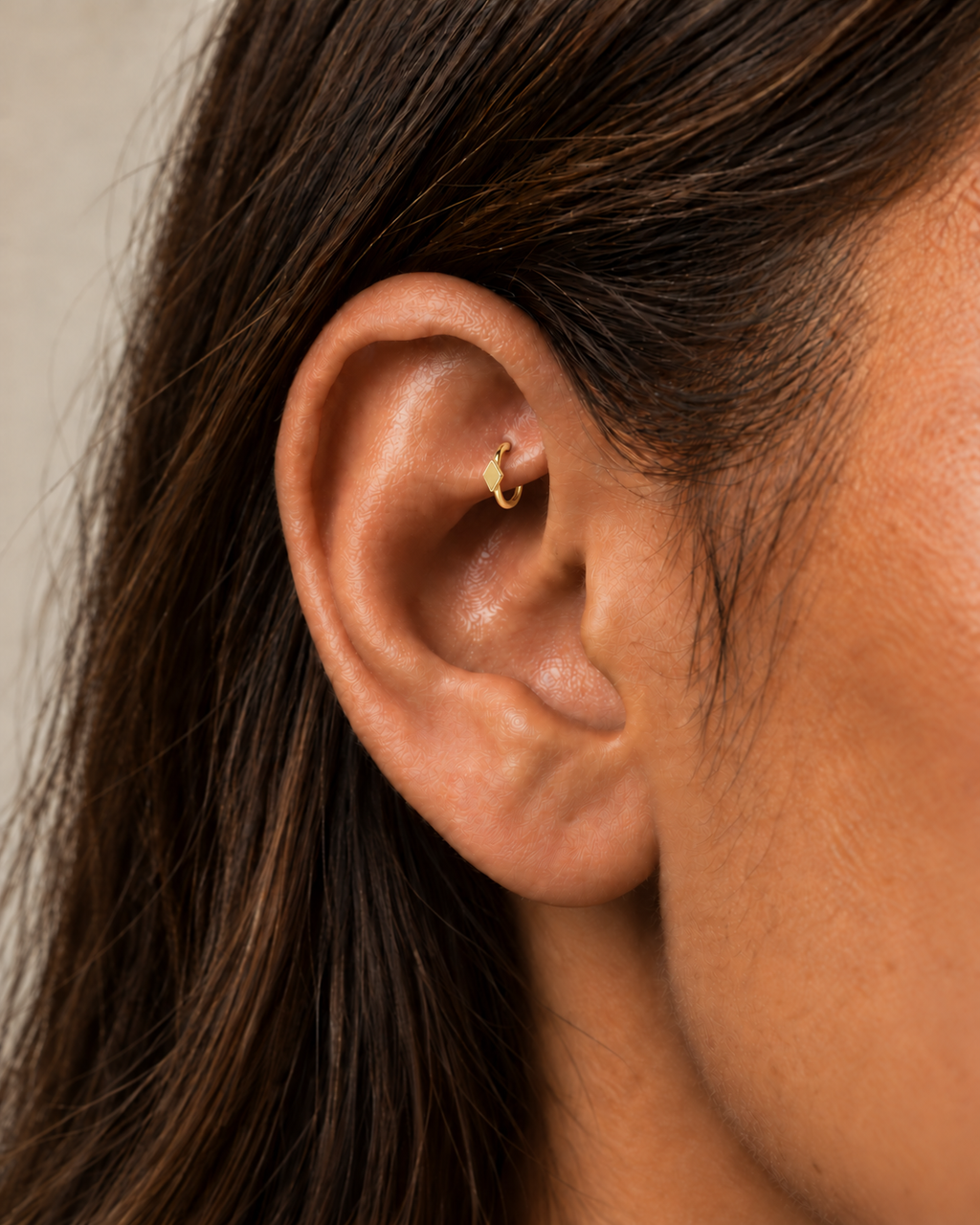Diamond 14ct Solid Gold Rook Hoop
