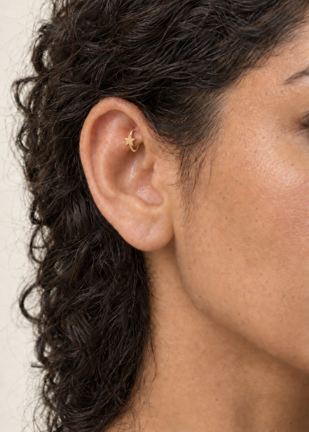 Star 14ct Solid Gold Rook Hoop