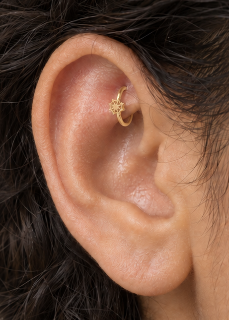 Spider Web 14ct Solid Gold Rook Hoop