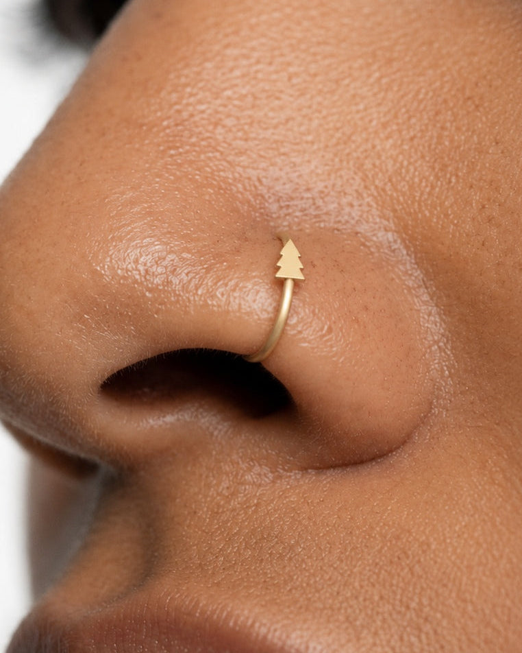 Christmas Tree 14ct Solid Gold Nostril Ring