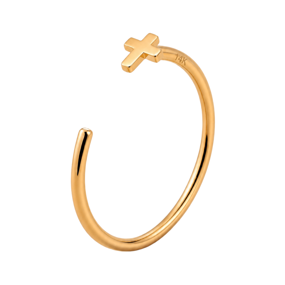 stepoy 14k solid gold cross hoop for nose and ear piercing , 3 colors , 6-10mm 