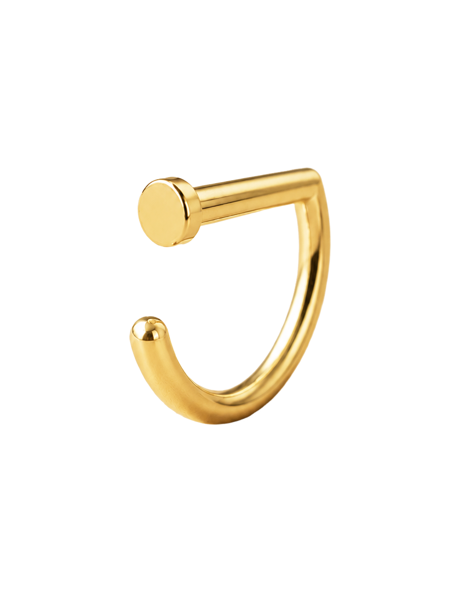 D-Shaped Nostril Ring with Flat Disc End