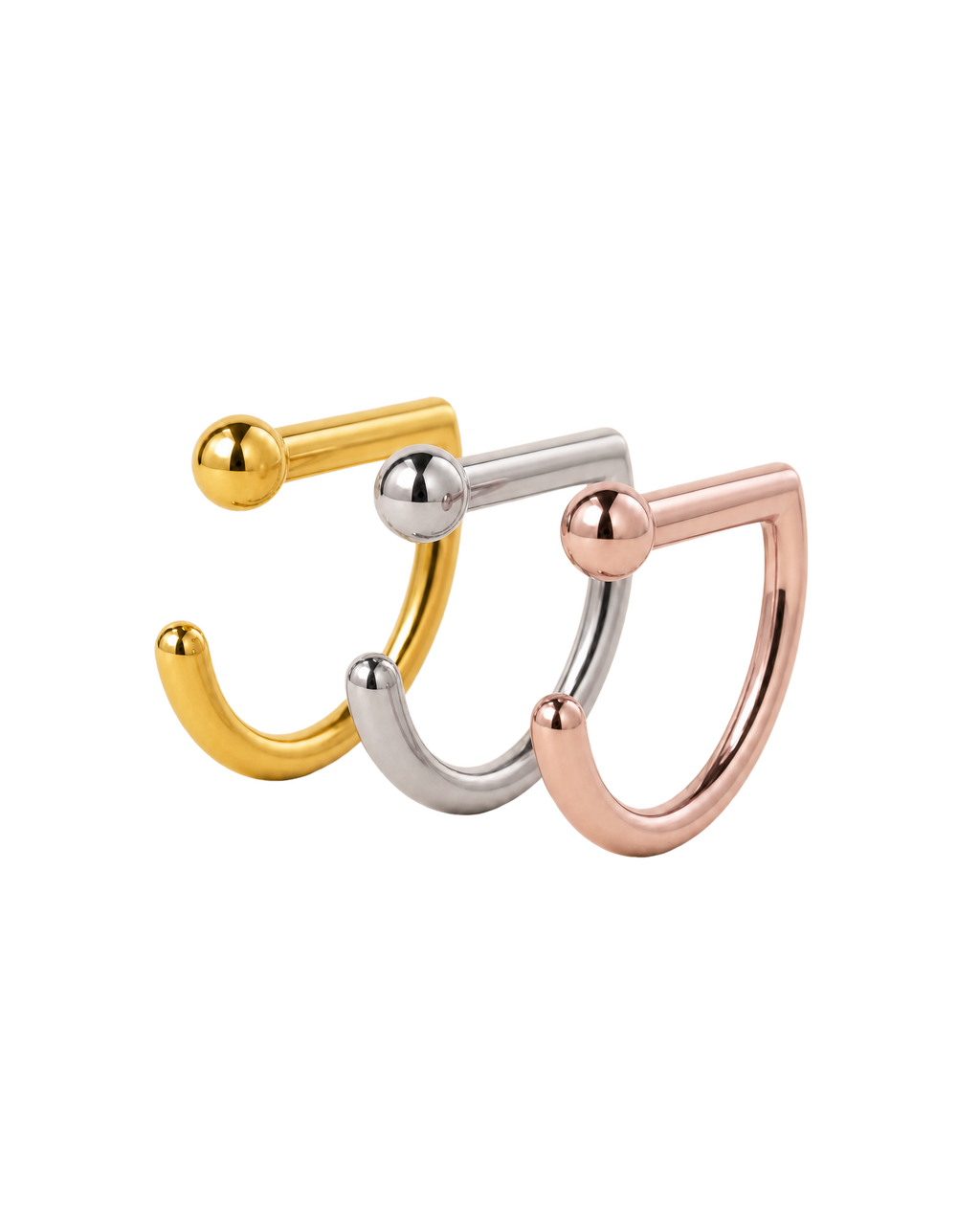 D-Shaped Nostril Ring with Ball End