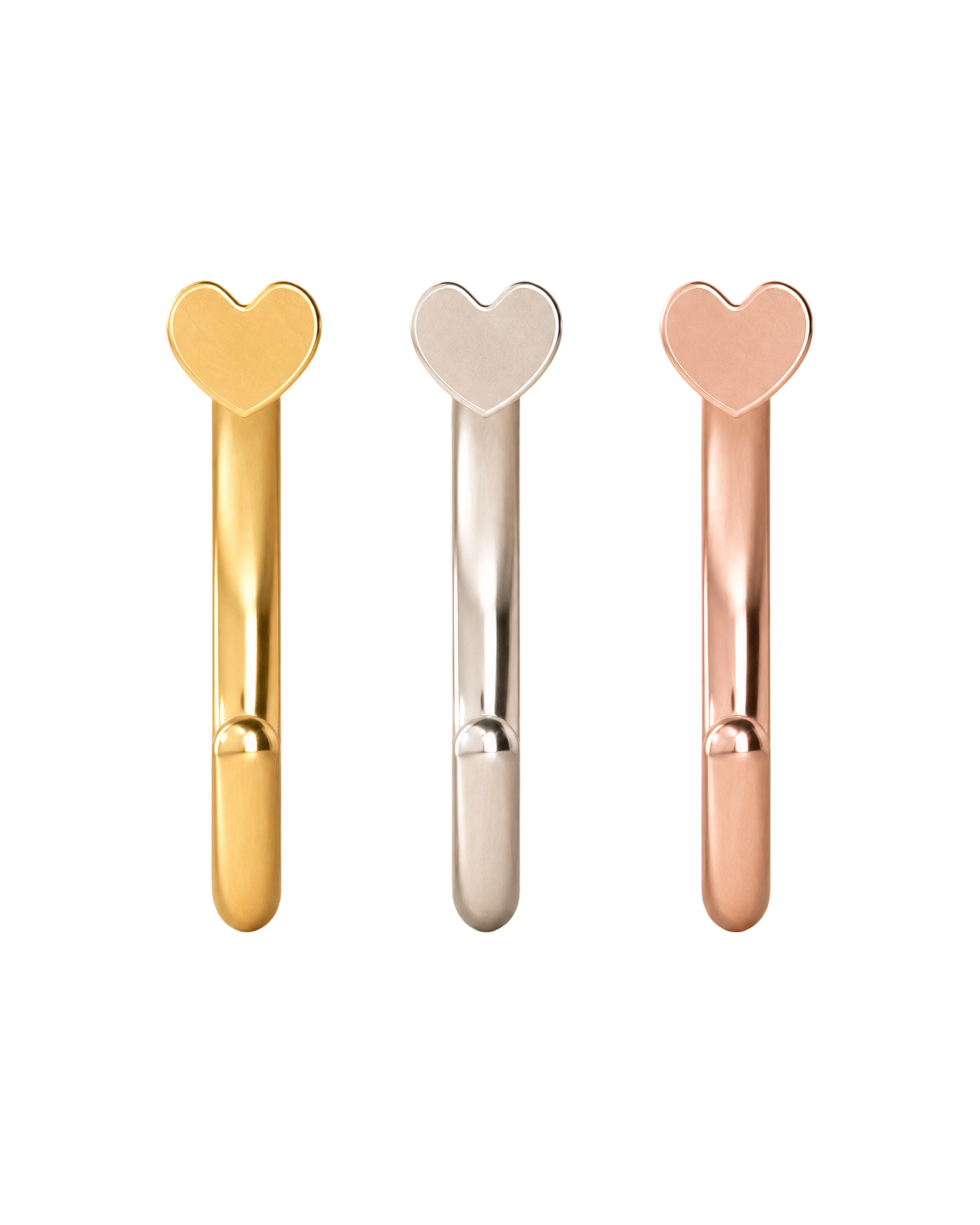 A timeless 14ct solid gold heart huggie hoop with an open design for easier fitting. No twisting or end alignment required — simply guide the smooth end through your fully healed nose or ear piercing and rotate it into position.