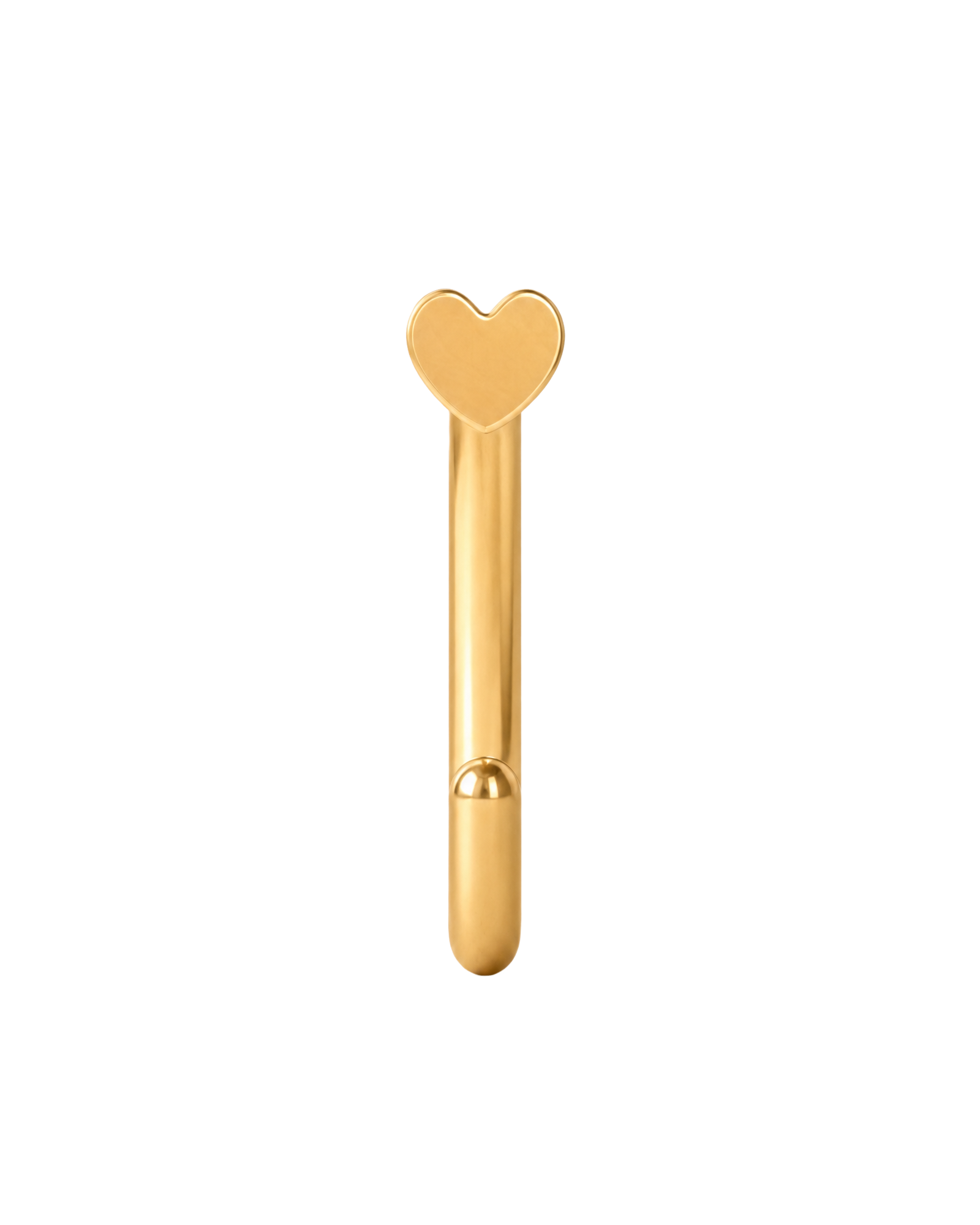 A timeless 14ct solid gold heart huggie hoop with an open design for easier fitting. No twisting or end alignment required — simply guide the smooth end through your fully healed nose or ear piercing and rotate it into position.