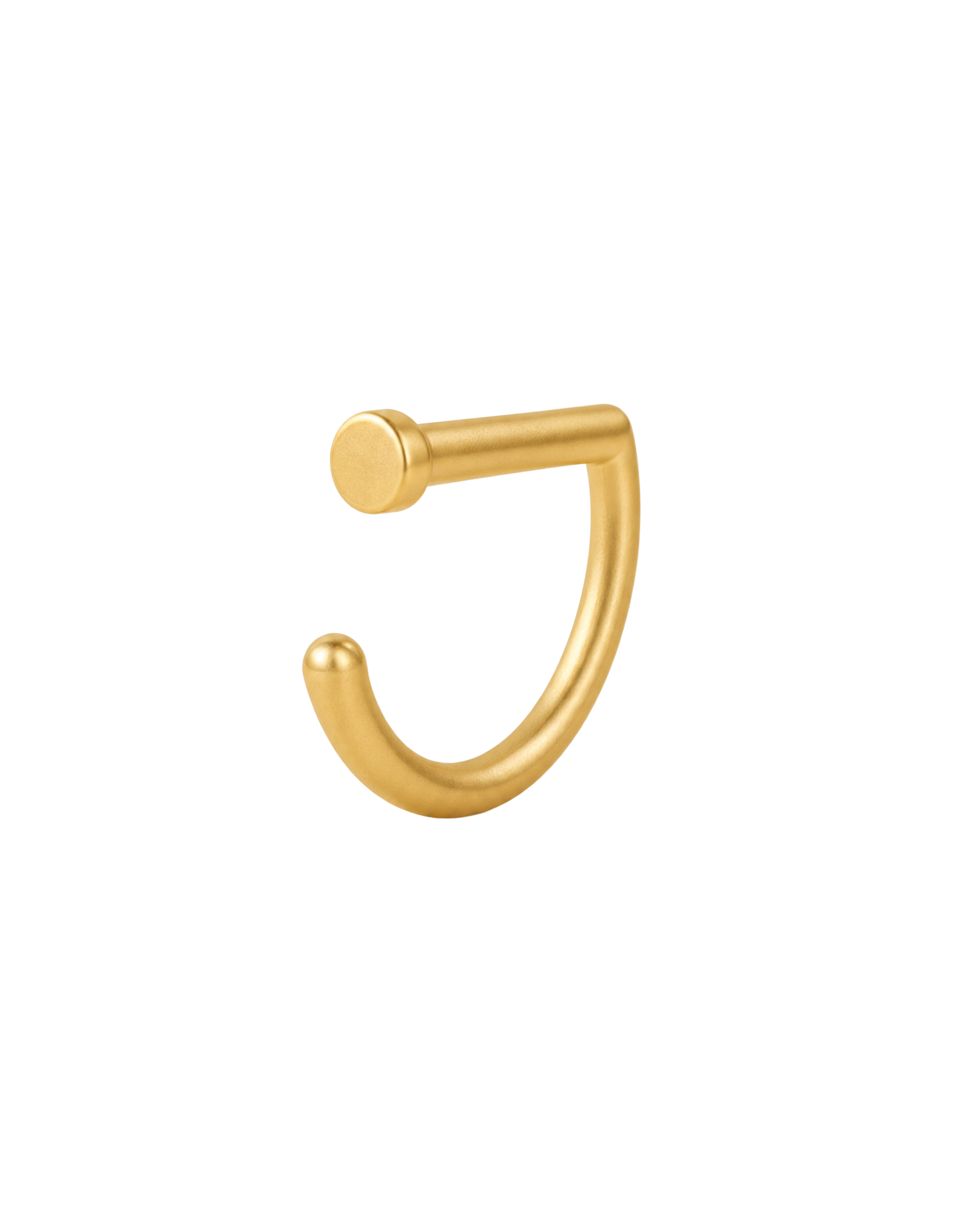 This handmade 14K solid gold D-shaped septum ring features a flat disc end—a solid circular detail with a flat face, also described as a circle end. Its straight upper section and curved hoop form an open D-shaped outline.