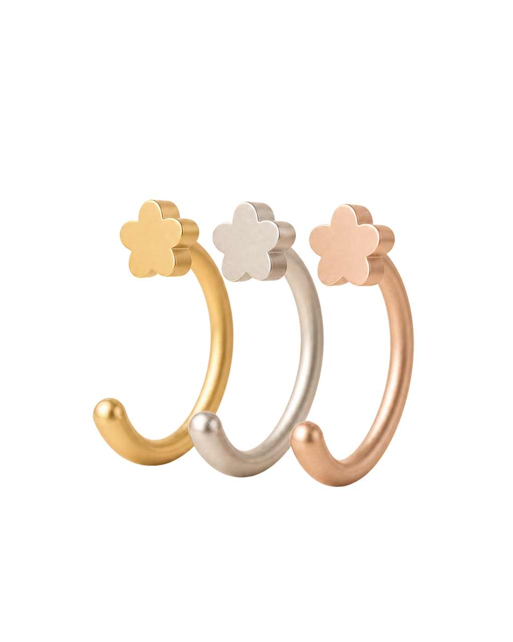 Flower 14ct Solid Gold Huggie Hoop