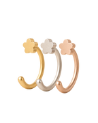 Flower 14ct Solid Gold Huggie Hoop