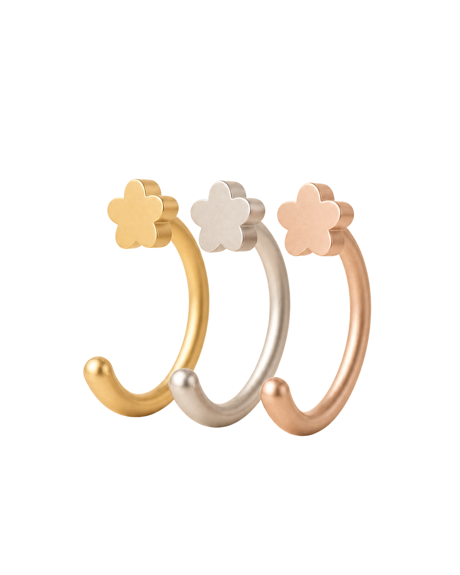Flower 14ct Solid Gold Huggie Hoop