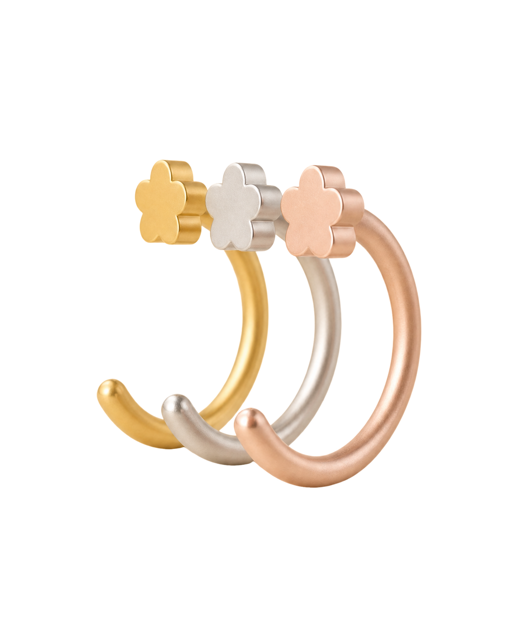 Flower 14ct Solid Gold Huggie Hoop