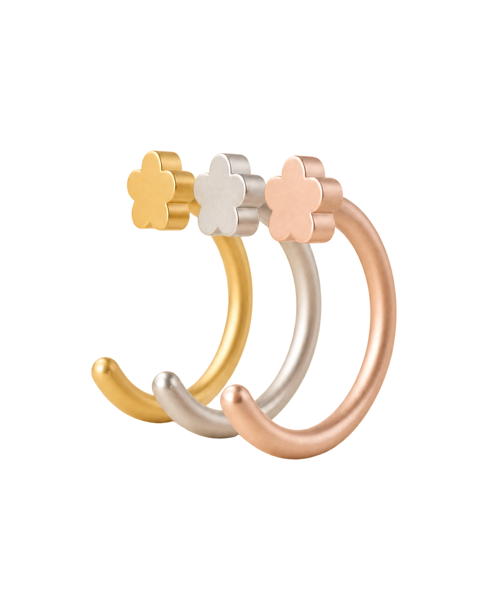 Flower 14ct Solid Gold Huggie Hoop