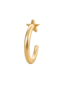 A playful 14ct solid gold star huggie hoop with an open design for easier fitting. No twisting or end alignment required — simply guide the smooth end through your fully healed nose or ear piercing and rotate it into position.