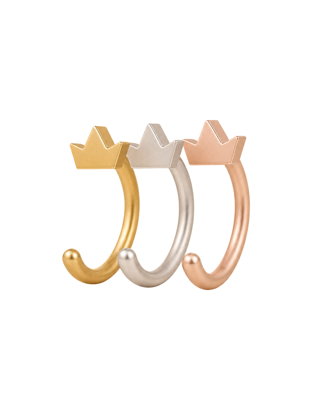 Crown 14ct Solid Gold Huggie Hoop