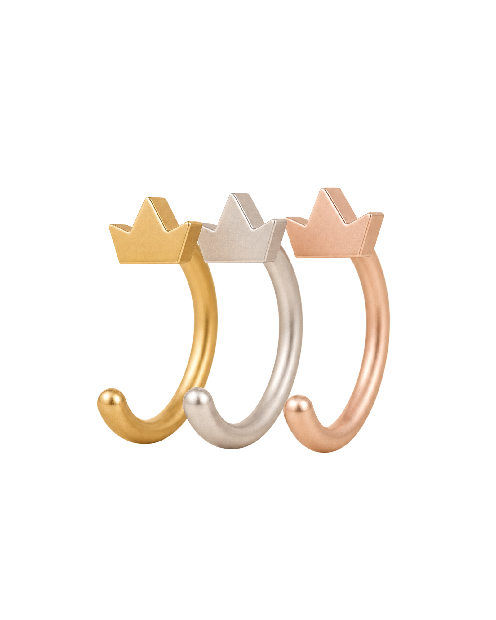 Crown 14ct Solid Gold Huggie Hoop
