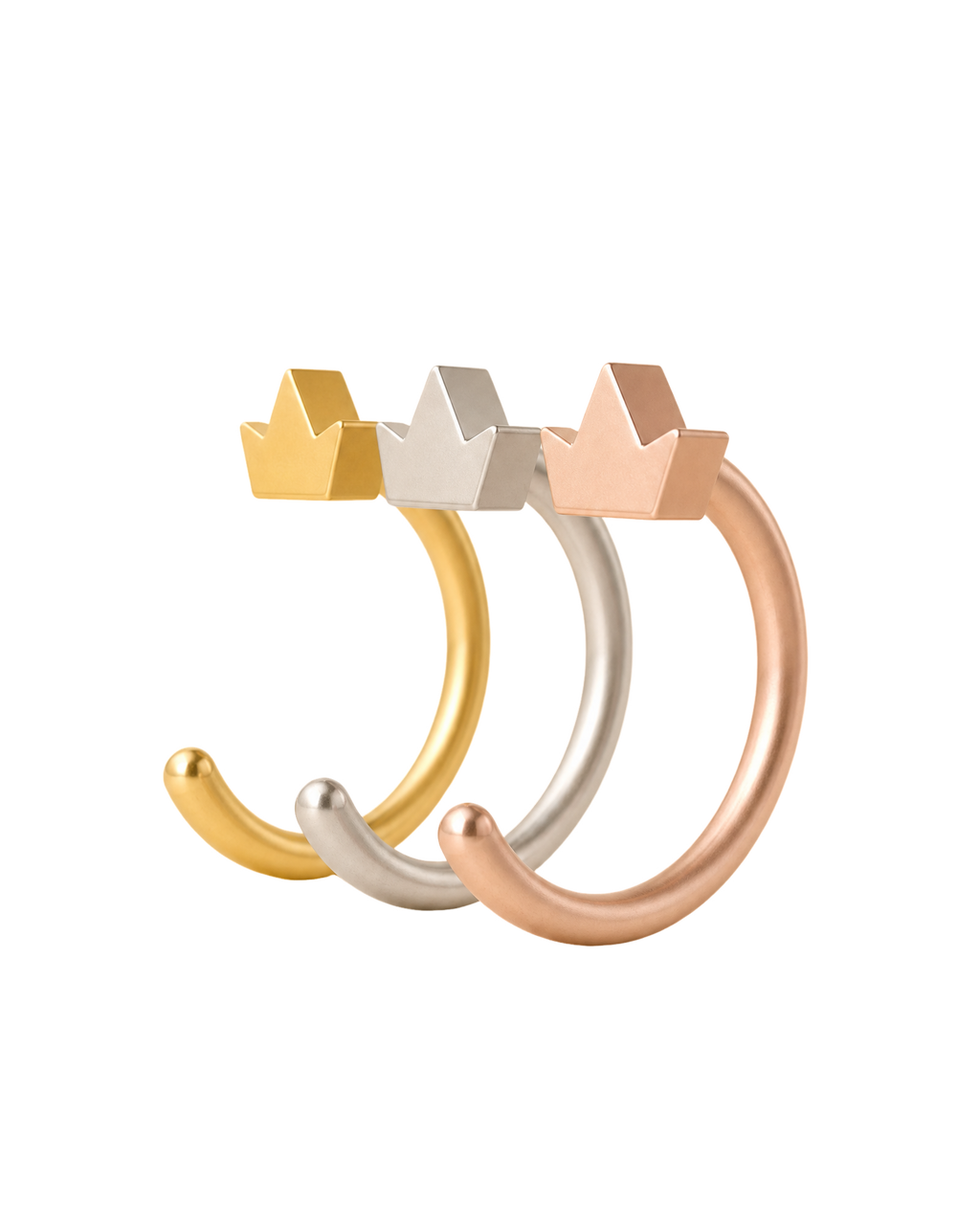 Crown 14ct Solid Gold Huggie Hoop