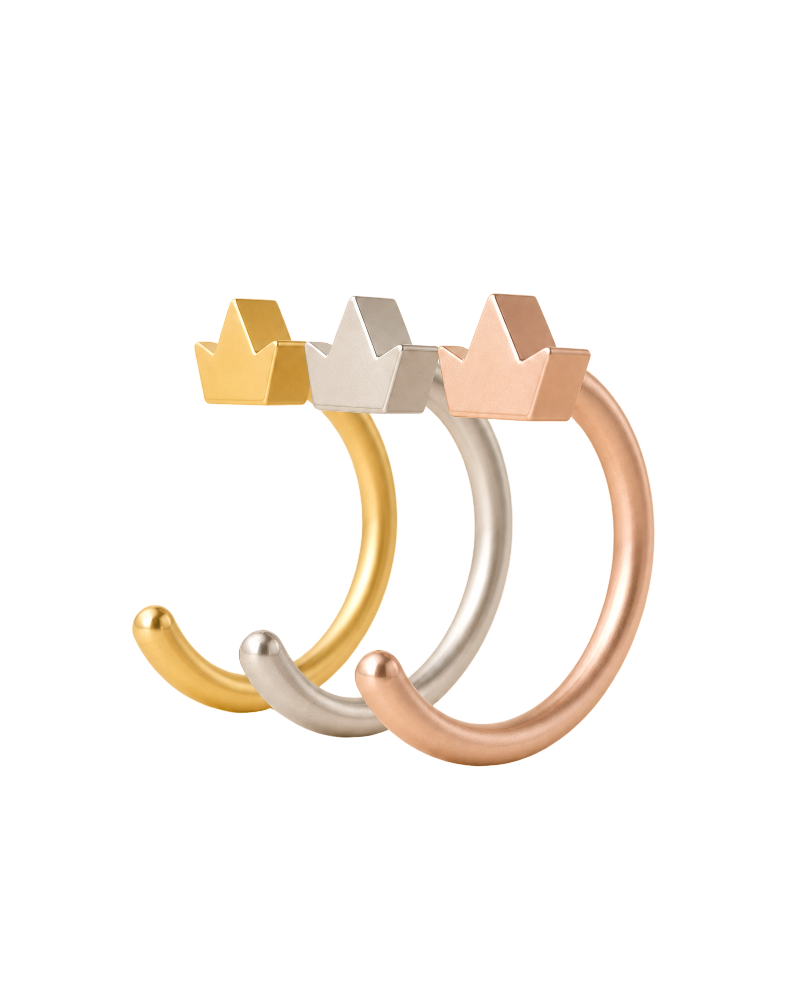 Crown 14ct Solid Gold Huggie Hoop