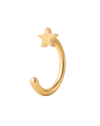 A playful 14ct solid gold star huggie hoop with an open design for easier fitting. No twisting or end alignment required — simply guide the smooth end through your fully healed nose or ear piercing and rotate it into position.