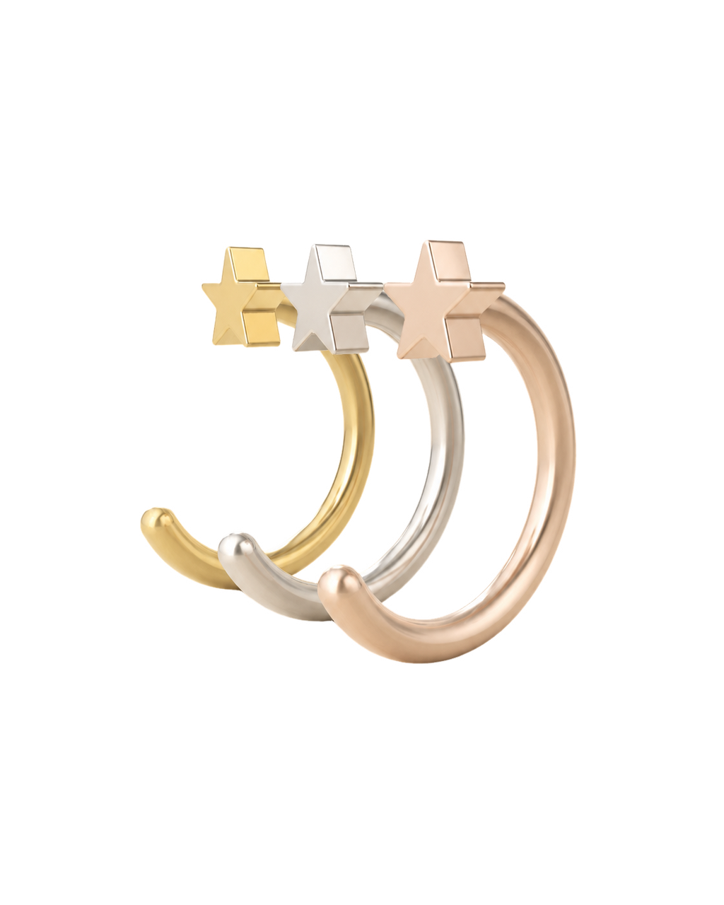 Star 14ct Solid Gold Huggie Hoop