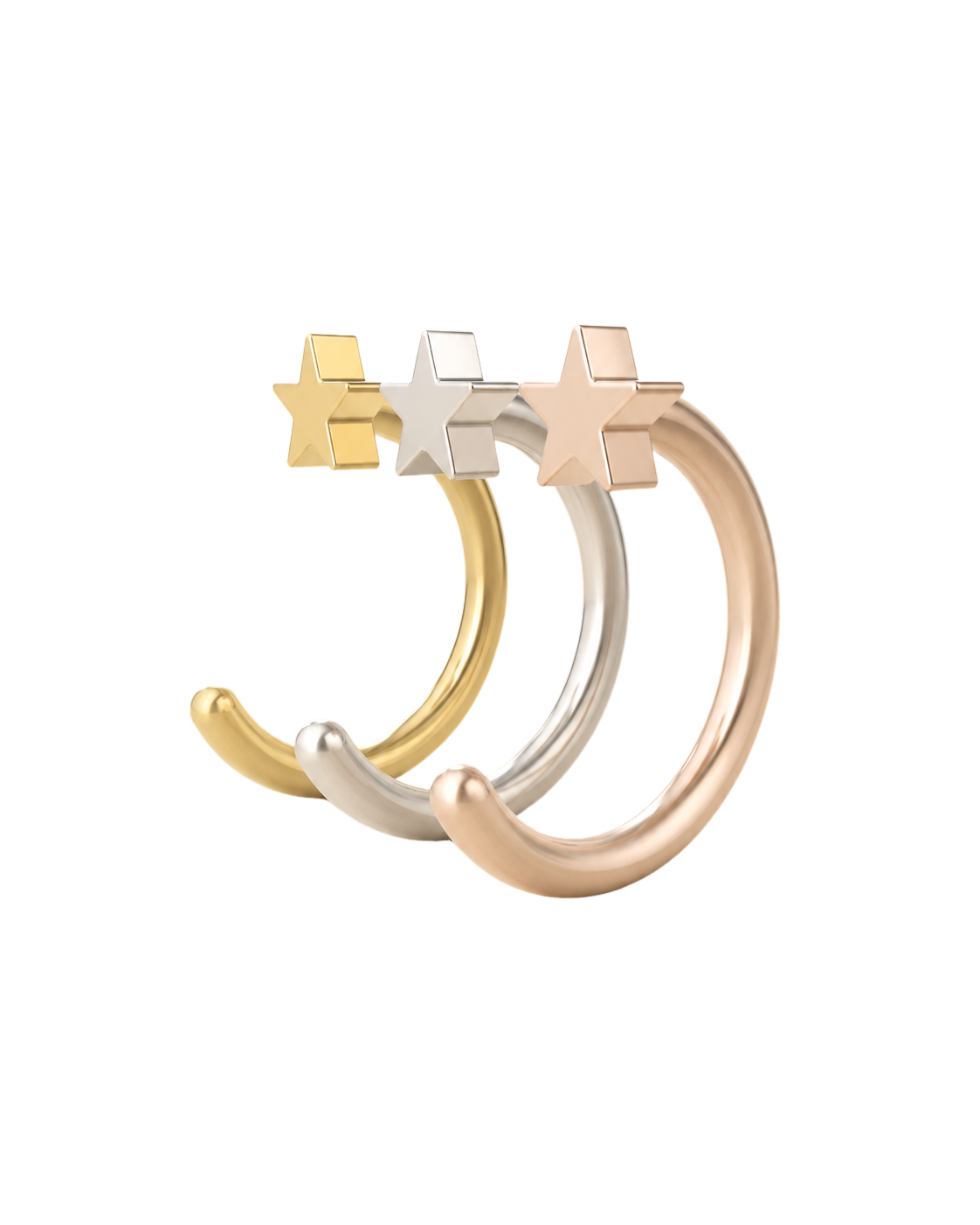 Star 14ct Solid Gold Huggie Hoop