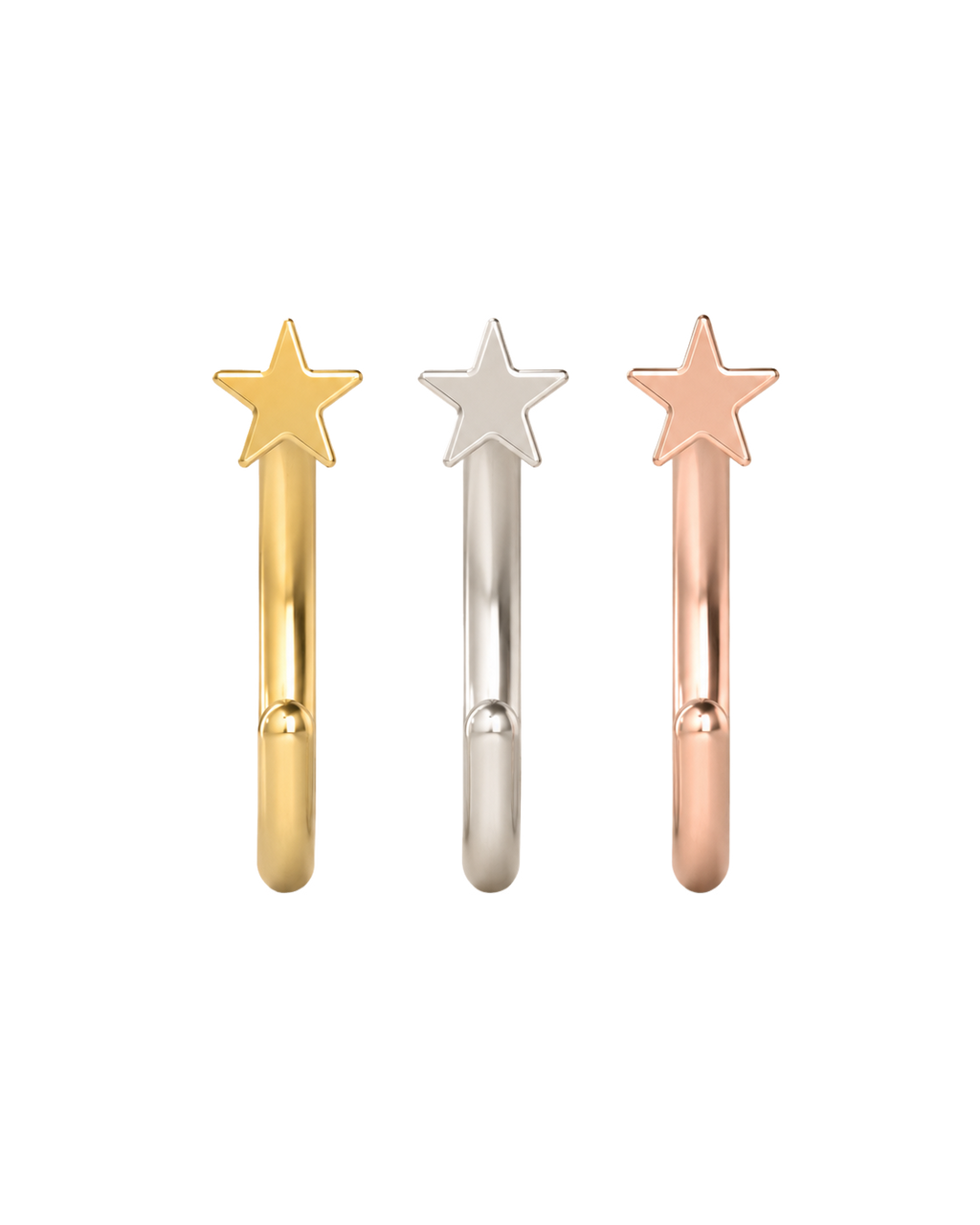Star 14ct Solid Gold Huggie Hoop