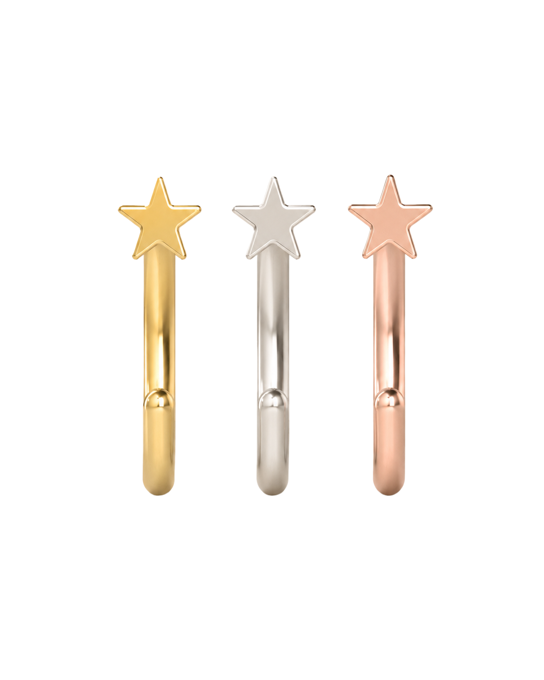 Star 14ct Solid Gold Huggie Hoop