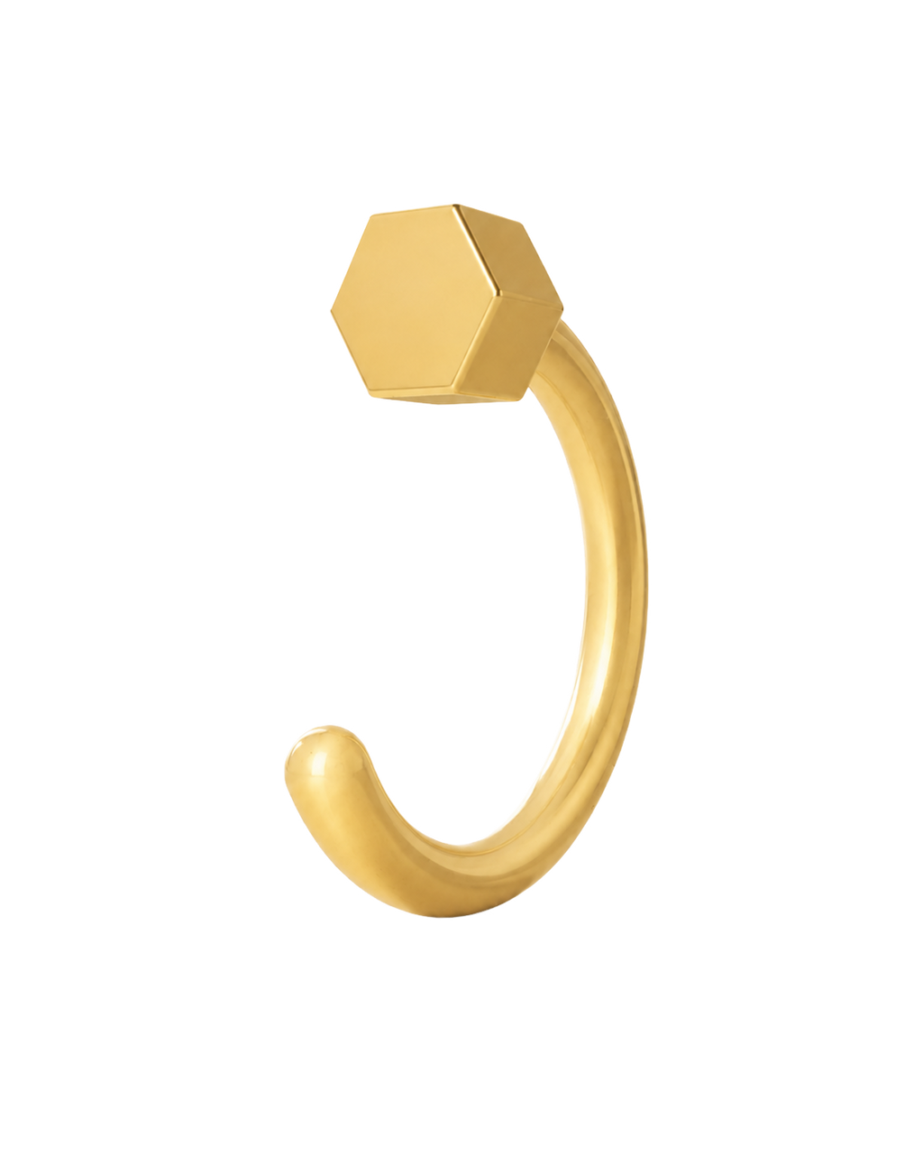 Hexagon 14ct Solid Gold Huggie Hoop