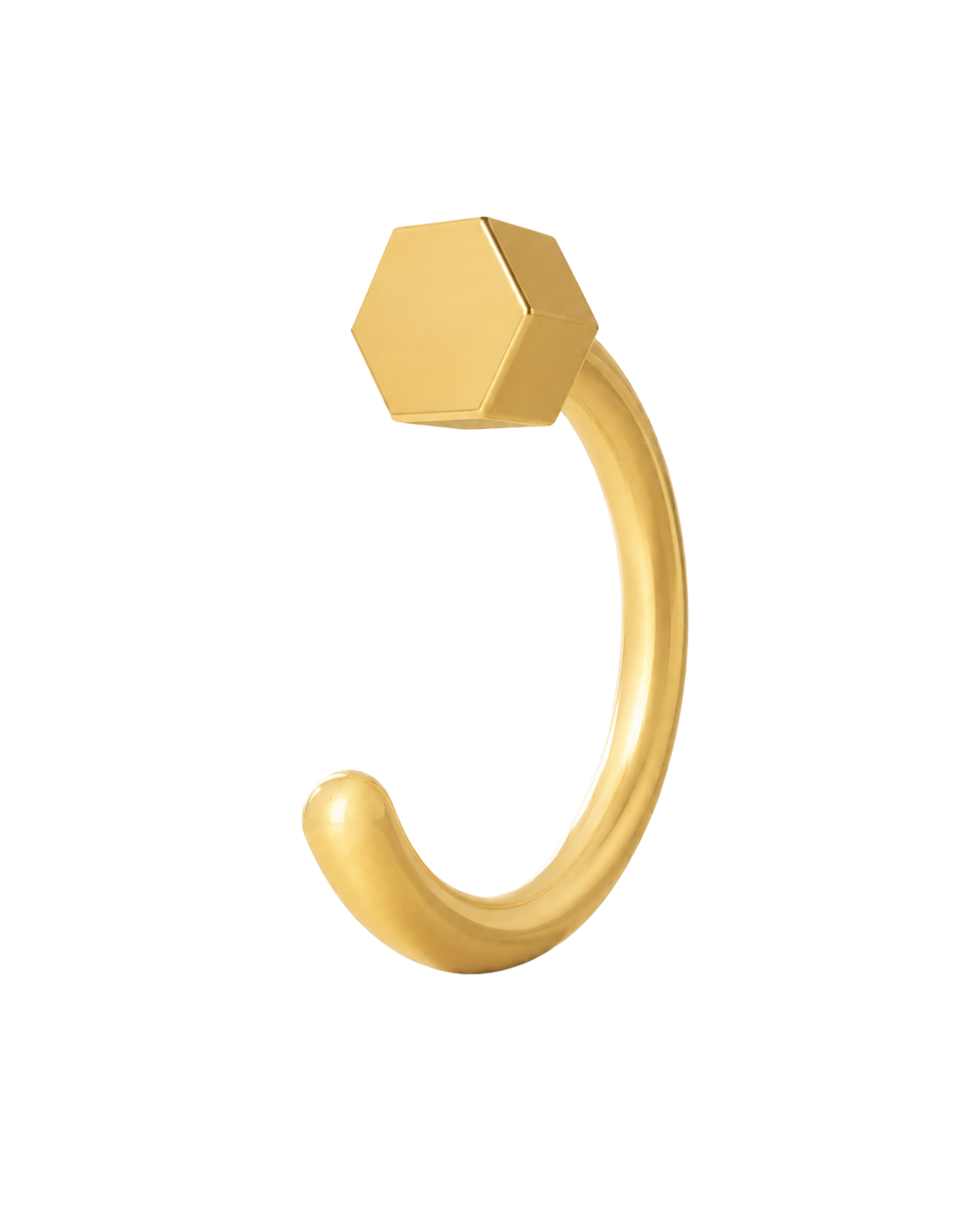 Hexagon 14ct Solid Gold Huggie Hoop
