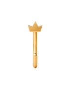 A distinctive 14ct solid gold crown huggie hoop with an open design for easier fitting. No twisting or end alignment required — simply guide the smooth end through your fully healed nose or ear piercing and rotate it into position.