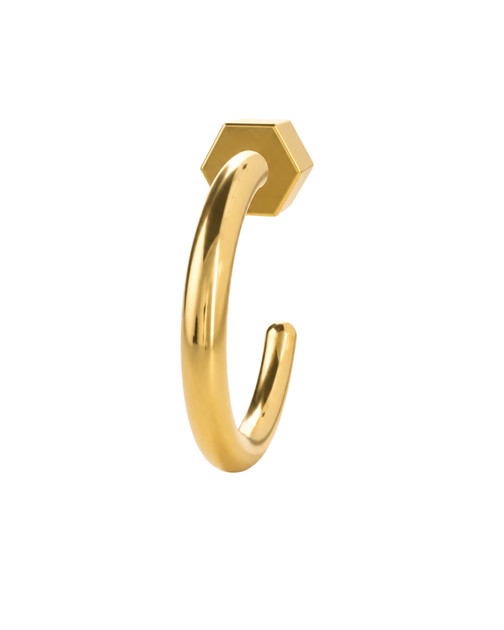 Hexagon 14ct Solid Gold Huggie Hoop