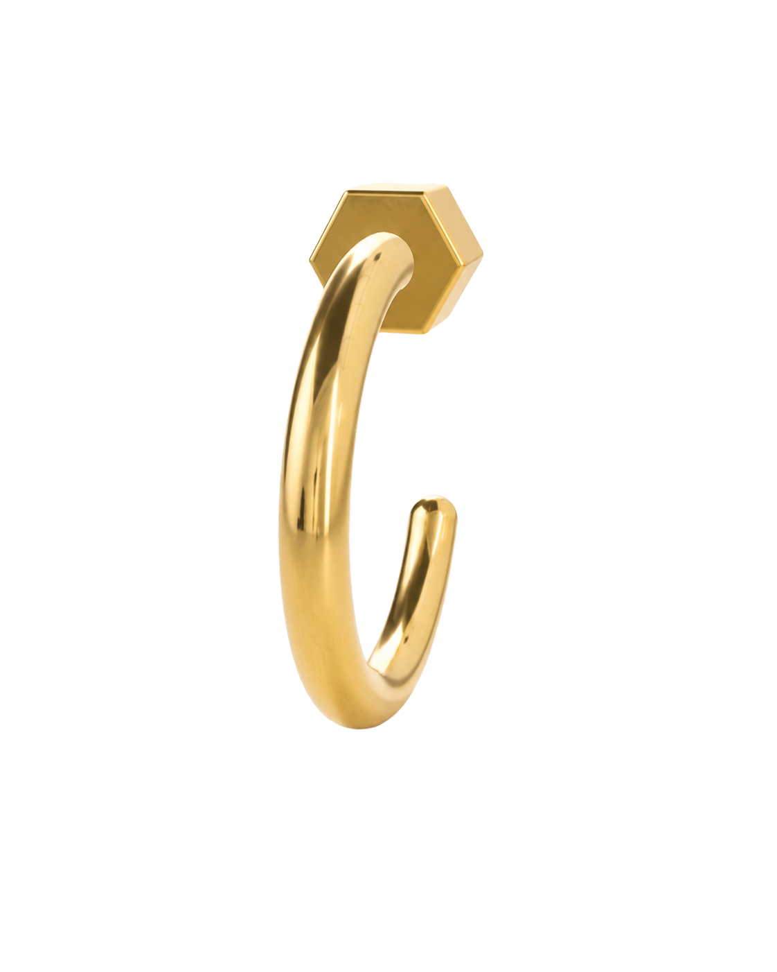 Hexagon 14ct Solid Gold Huggie Hoop