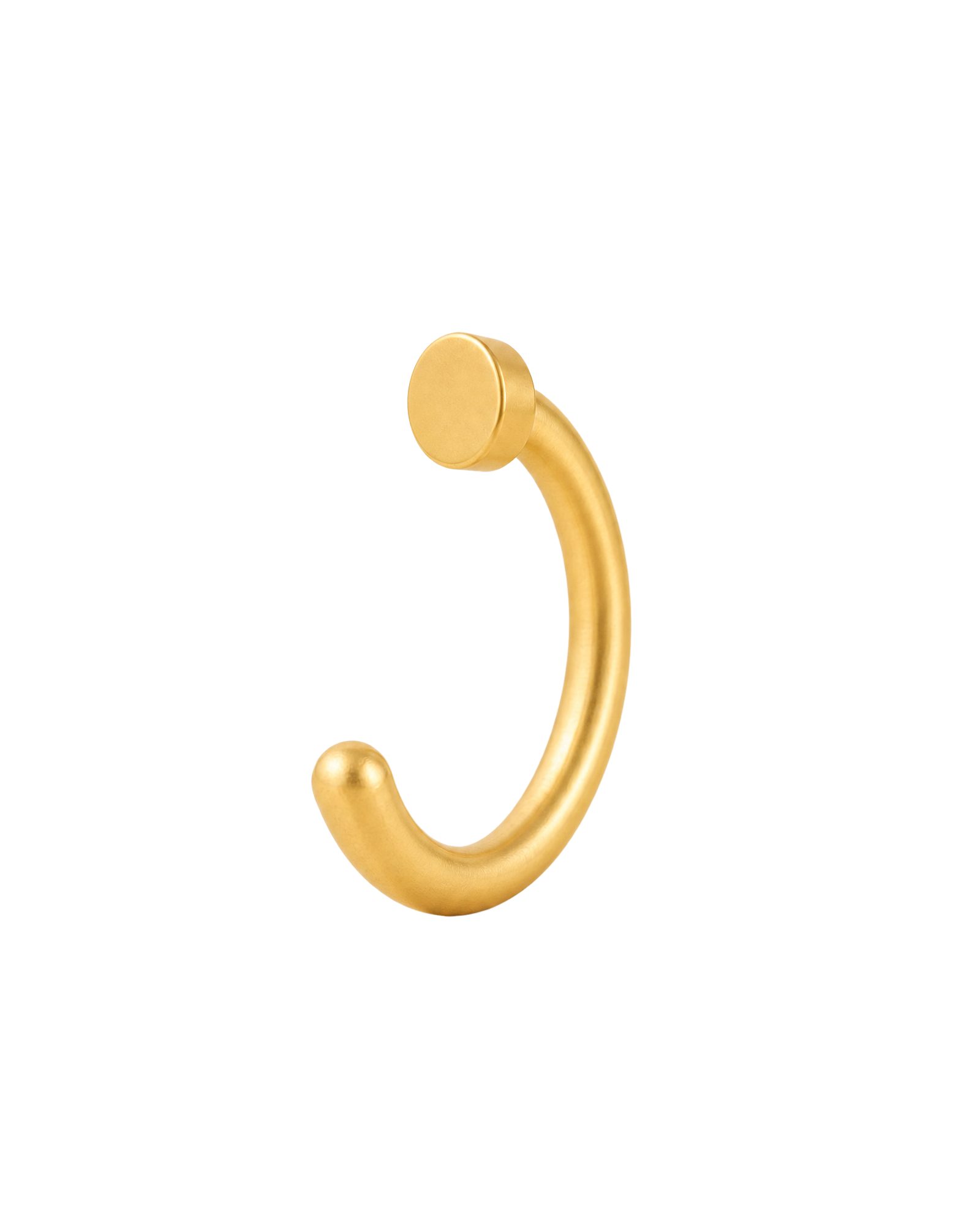A minimal 14ct solid gold Oval Huggie Hoop with a smooth elongated shape and a softly dimensional finish. Available in 18G or 20G, 6–10mm, in three gold colours.