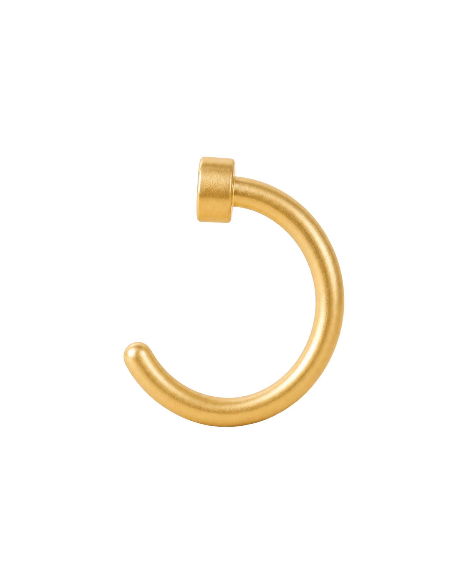 A minimal 14ct solid gold Oval Huggie Hoop with a smooth elongated shape and a softly dimensional finish. Available in 18G or 20G, 6–10mm, in three gold colours.