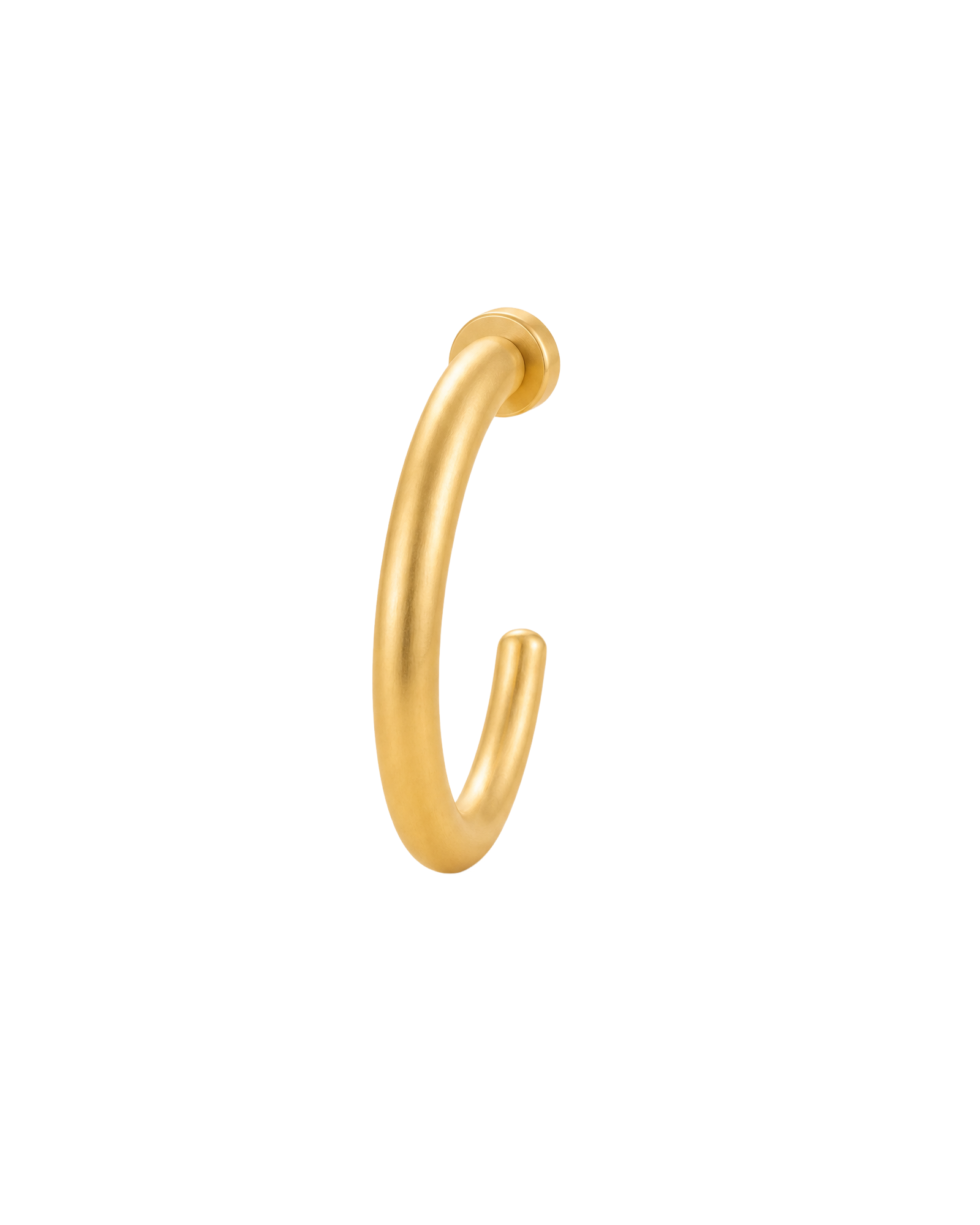 A minimal 14ct solid gold Circle Huggie Hoop with a clean, round face and a softly dimensional finish. Available in 18G or 20G, 6–10mm, in three gold colours.