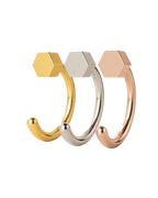 Hexagon 14ct Solid Gold Huggie Hoop