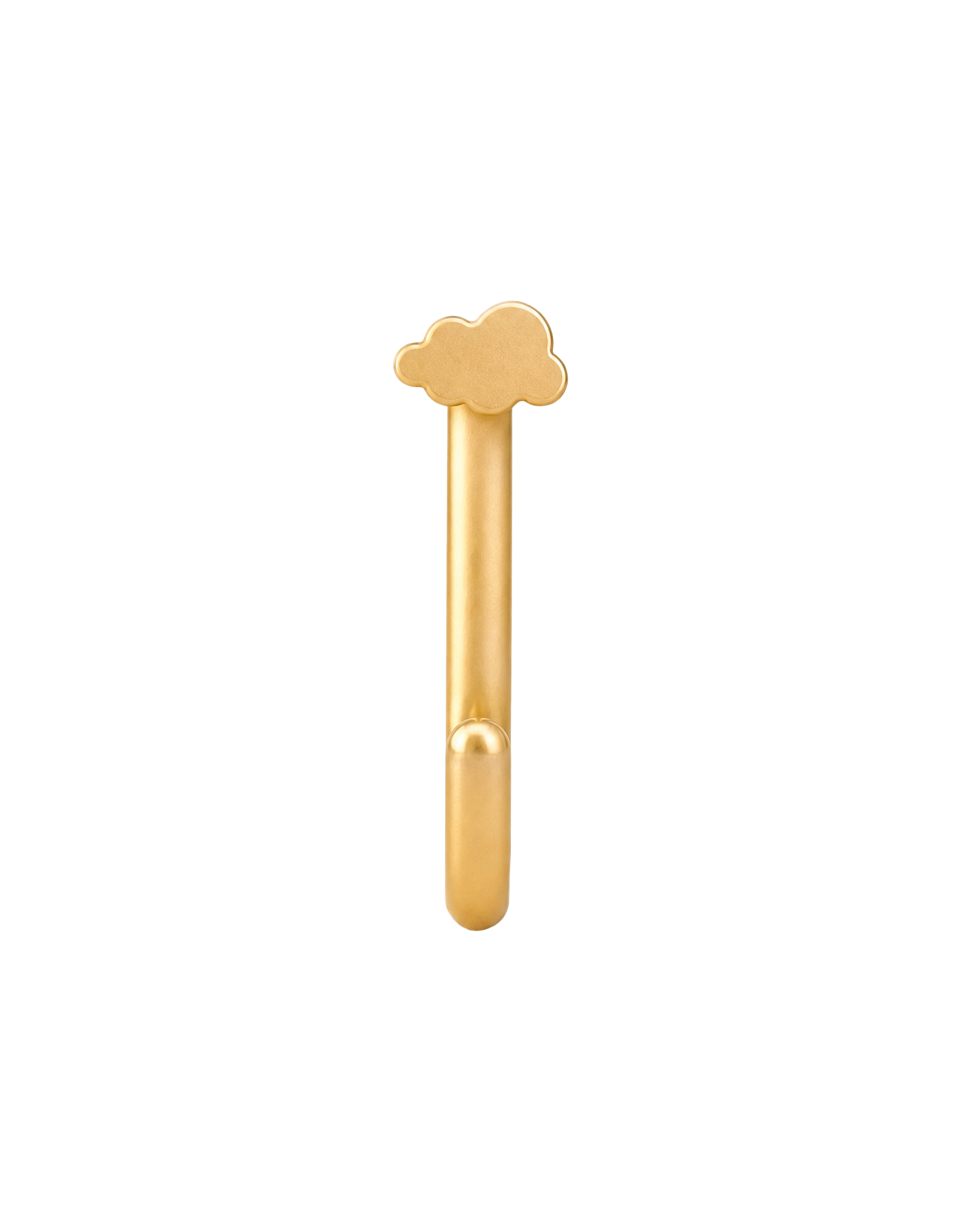 A playful 14ct solid gold cloud huggie hoop with an open design for easier fitting. No twisting or end alignment required — simply guide the smooth end through your fully healed nose or ear piercing and rotate it into position.