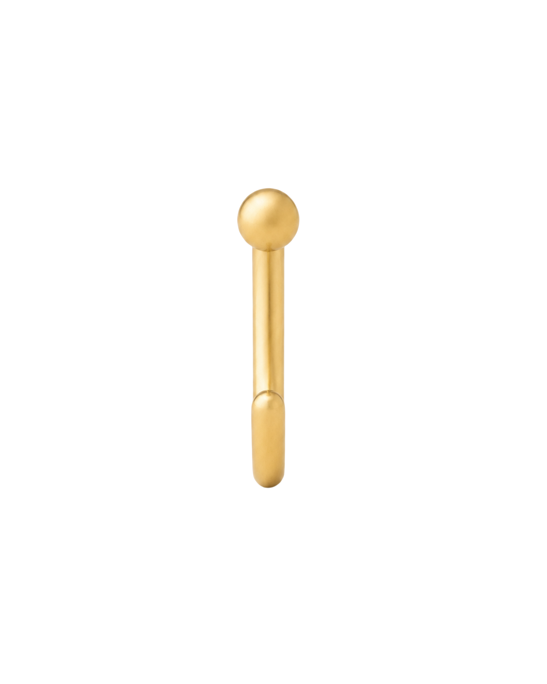 A minimal 14ct solid gold Ball Huggie Hoop with a smooth, rounded shape and a polished dimensional finish. Available in 18G or 20G, 6–10mm, in three gold colours.